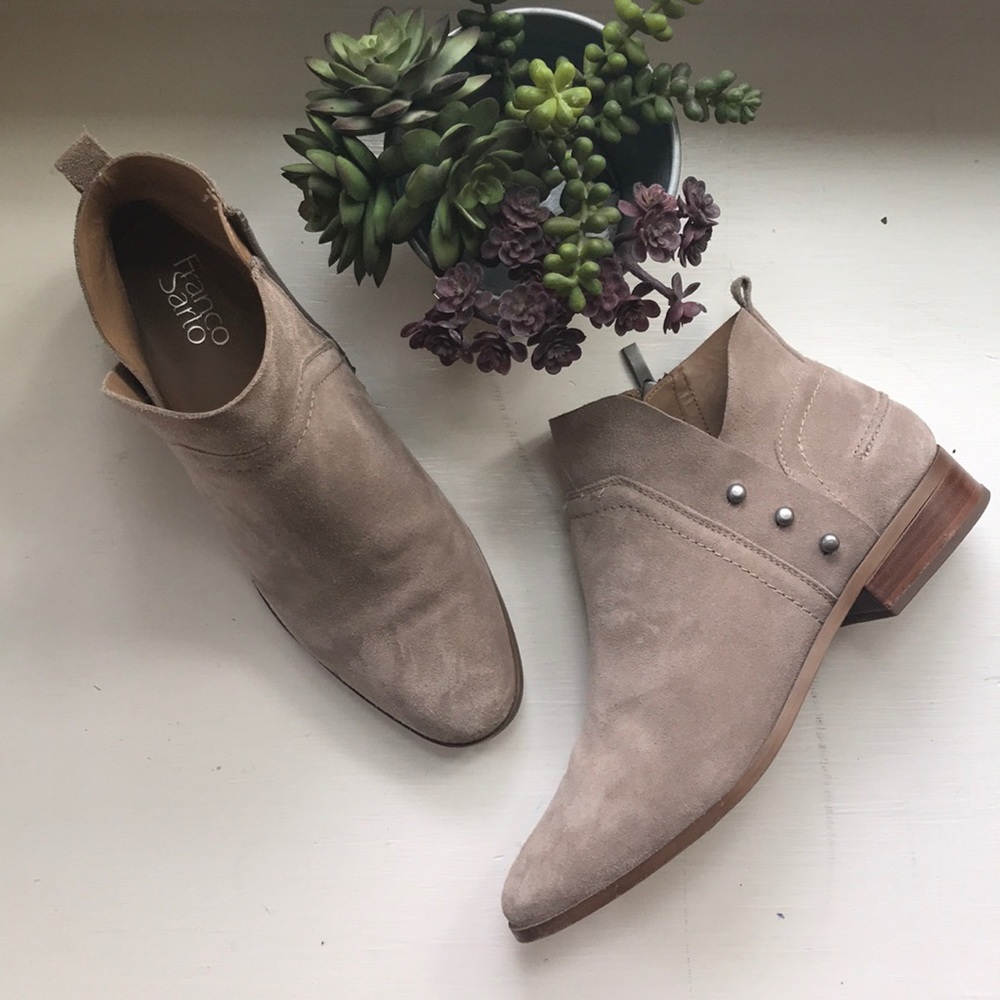 Franco Sarto Taupe Suede Booties